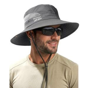 Mens Bucket Sun Hat UPF 80+ Wide Brim Hiking Fishing Beach Outdoor Hats